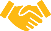 An image of two yellow hands shaking hands.