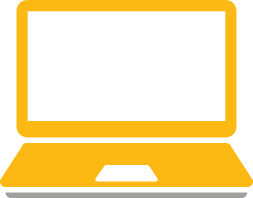 An image of a yellow open laptop.